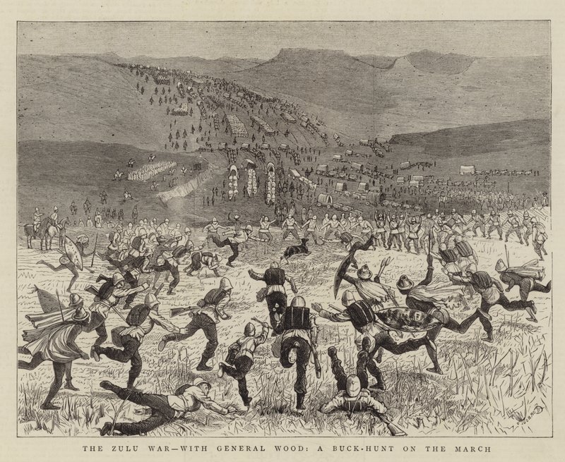La Guerre Zouloue, avec le Général Wood, une Chasse au Cerf en Marche - Alfred Chantrey Corbould