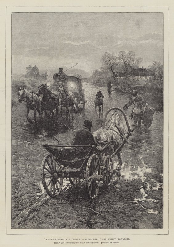 Une route polonaise en novembre - Alfred von Wierusz Kowalski