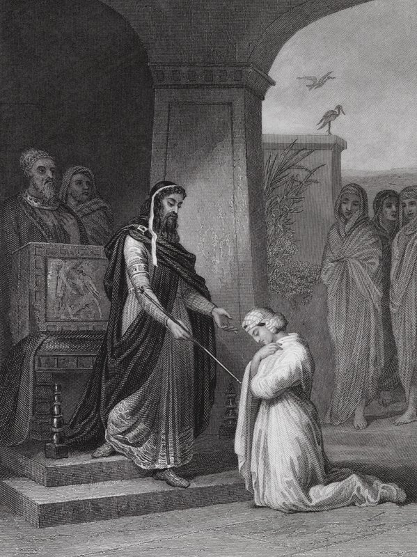 Esther devant le roi Assuérus, Esther, Ch 15, v 11 - Alfred (after) Johannot
