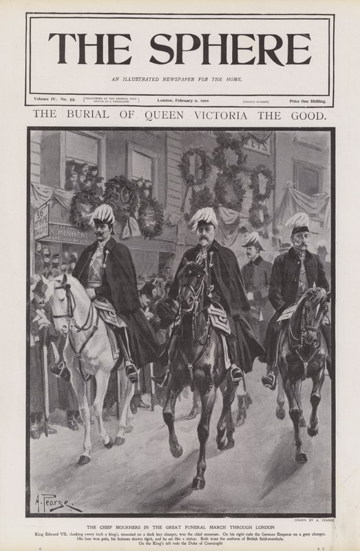 Les principaux pleureurs lors du cortège funèbre de la reine Victoria à travers Londres - Alfred (after) Pearse