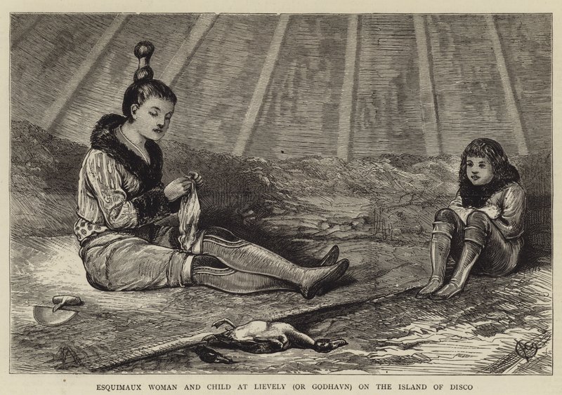 Femme esquimaude et enfant à Lievely (ou Godhavn) sur l