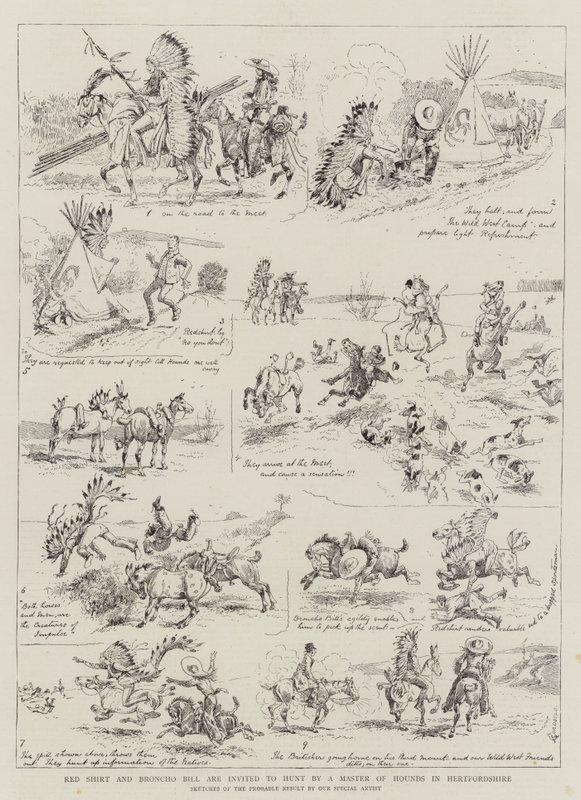 Red Shirt et Broncho Bill sont invités à chasser par un maître de chasse dans le Hertfordshire - Alfred Chantrey Corbould