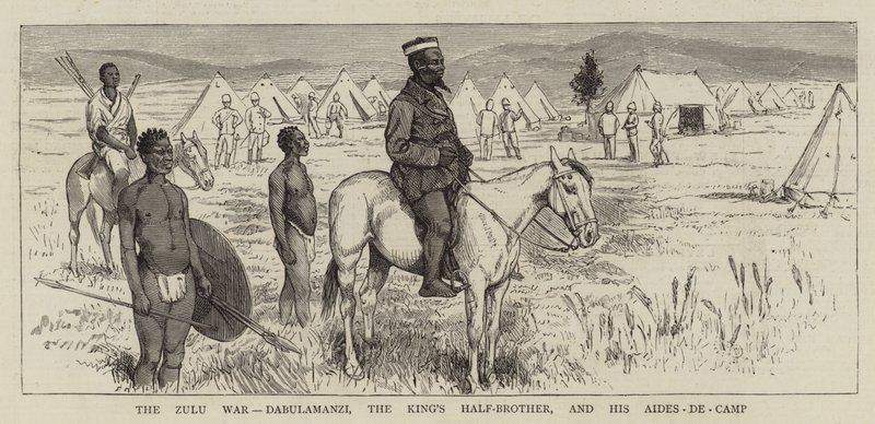 La guerre zouloue, Dabulamanzi, le demi-frère du roi, et ses aides de camp - Alfred Chantrey Corbould