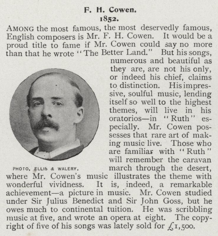 Frederic Hymen Cowen, pianiste, chef d