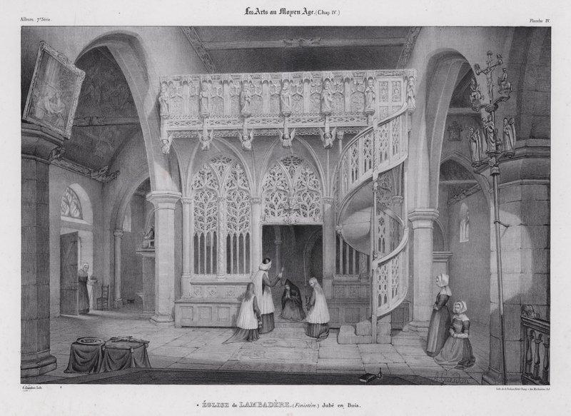 Écran de bois sculpté de la chapelle Notre-Dame de Lambader, Plouvorn, Bretagne, France - Alfred Guesdon
