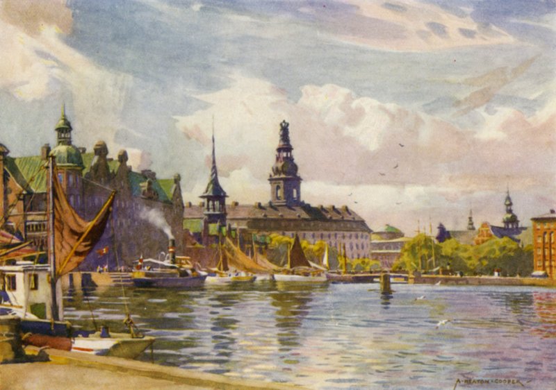 Danemark : Copenhague, château de Christiansborg - Alfred Heaton Cooper