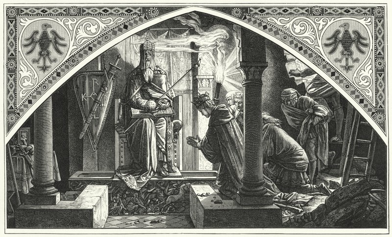 Otto III sur la tombe de Charlemagne (gravure) - Alfred Rethel