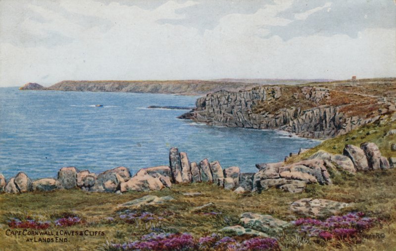 Cap Cornwall, et grottes et falaises, à Lands End - Alfred Robert Quinton
