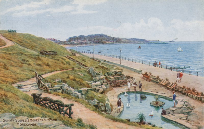 Pentes ensoleillées et étang de modèles de yachts, Morecambe - Alfred Robert Quinton