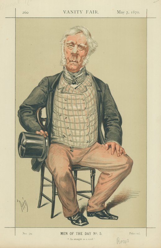 Amiral Rous, droit comme un roseau, 7 mai 1870, caricature de Vanity Fair - Alfred Thompson