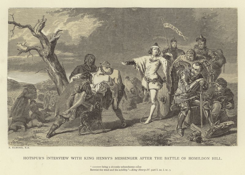 Entrevue de Hotspur avec le messager du roi Henry après la bataille de Homildon Hill - Alfred W. Elmore