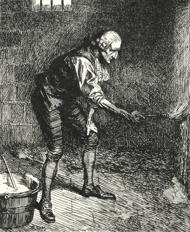Réformateur des prisons anglaises John Howard nettoyant les murs de sa cellule de prison pendant sa quarantaine à Venise - Alfred Wallis Mills