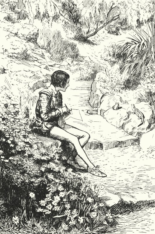 Le potier français Bernard Palissy observant des lézards dans le jardin quand il était enfant - Alfred Wallis Mills
