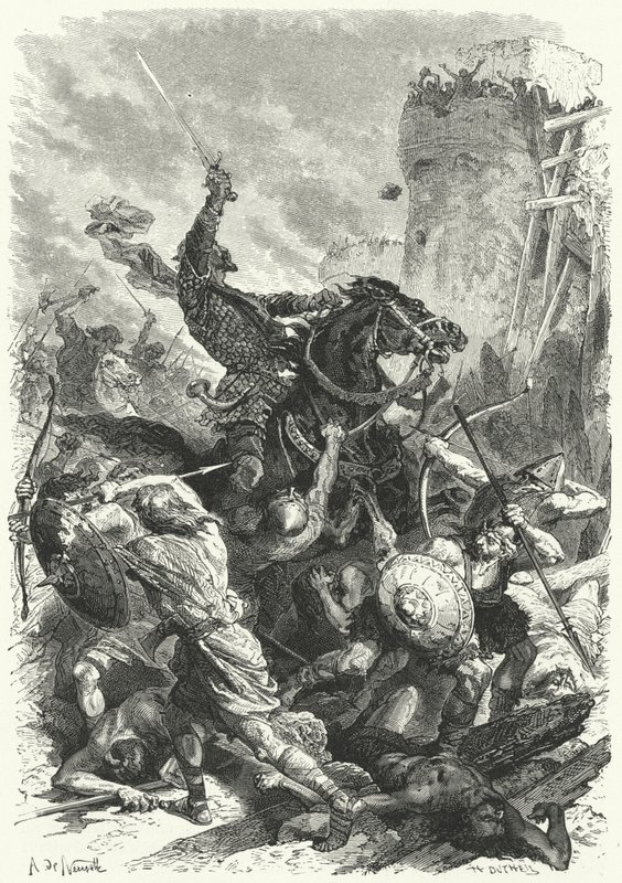Le comte Odo défendant Paris contre les Normands, 886 - Alphonse Marie de (after) Neuville