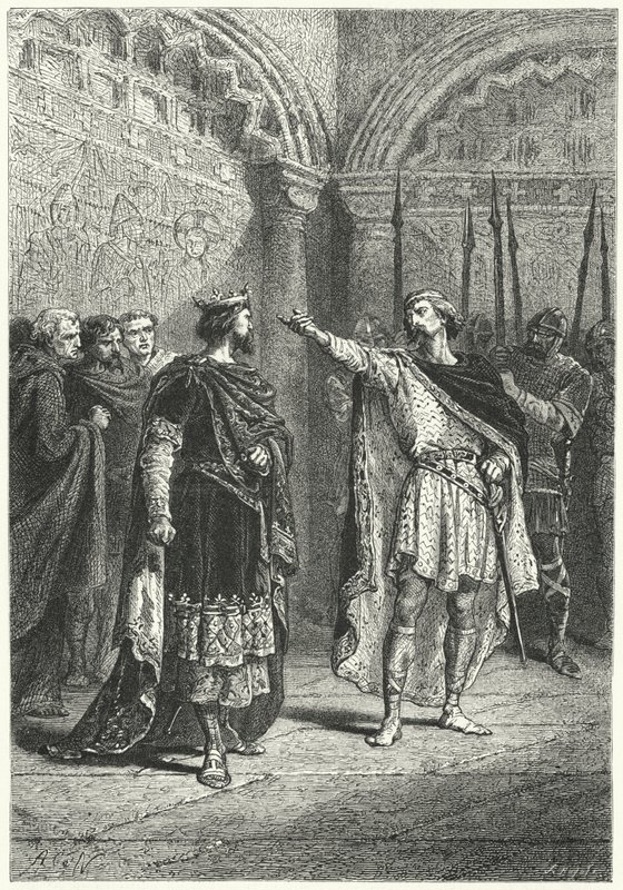 Hugues Capet, roi des Francs, et le comte rebelle Adalbert de Périgord, 987 (gravure) - Alphonse Marie de (after) Neuville