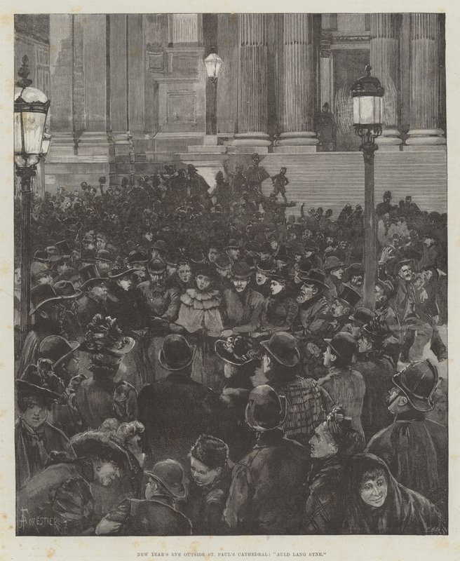 Réveillon du Nouvel An devant la Cathédrale Saint-Paul, Auld Lang Syne - Amedee Forestier