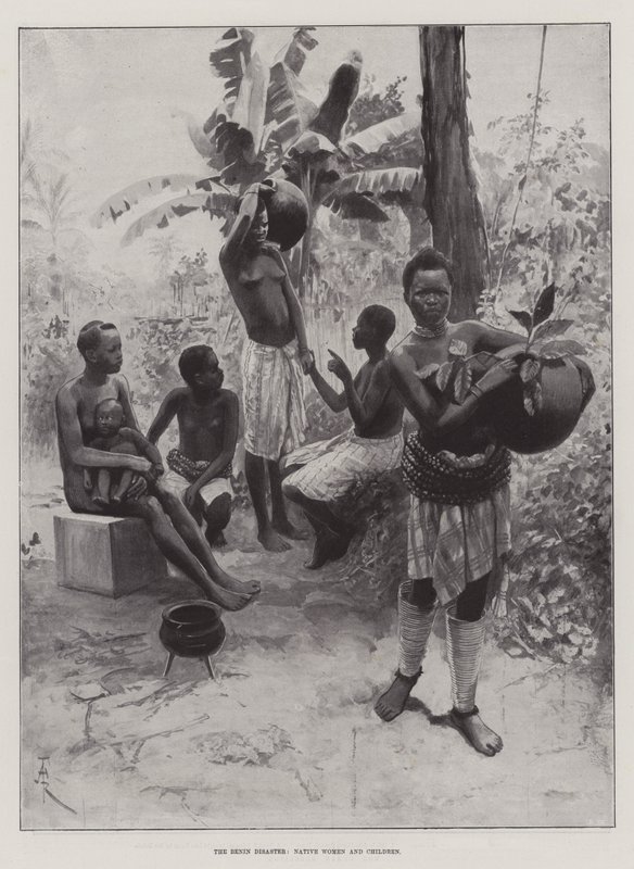 Le désastre de Bénin, femmes et enfants indigènes - Amedee Forestier