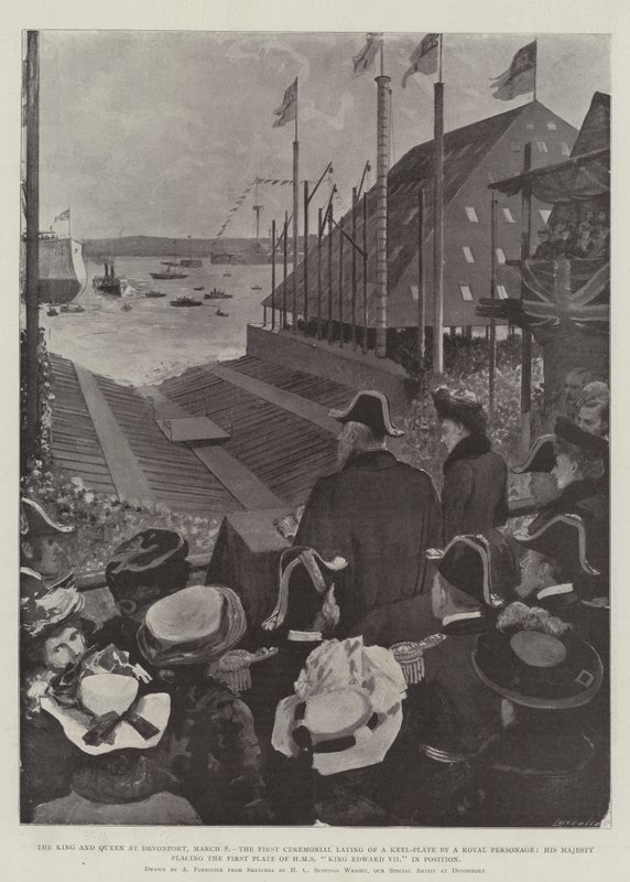 Le Roi et la Reine à Devonport, 8 mars, la première pose cérémonielle d