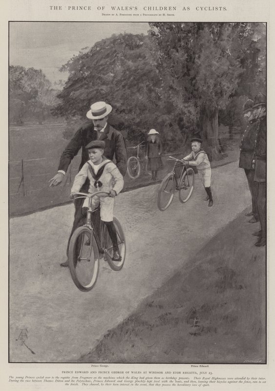 Les enfants du prince de Galles en cyclistes - Amedee Forestier