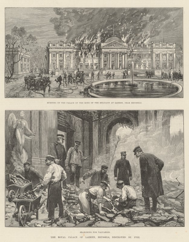 Le Palais Royal de Laeken, Bruxelles, détruit par le Feu - Amedee Forestier