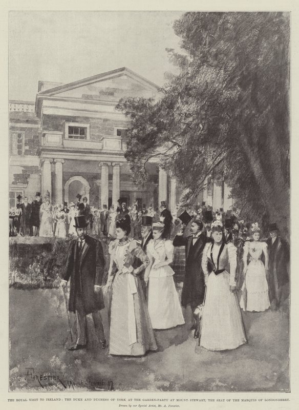 La Visite Royale en Irlande, le Duc et la Duchesse de York à la Garden-Party à Mount Stewart, la Résidence du Marquis de Londonderry - Amedee Forestier