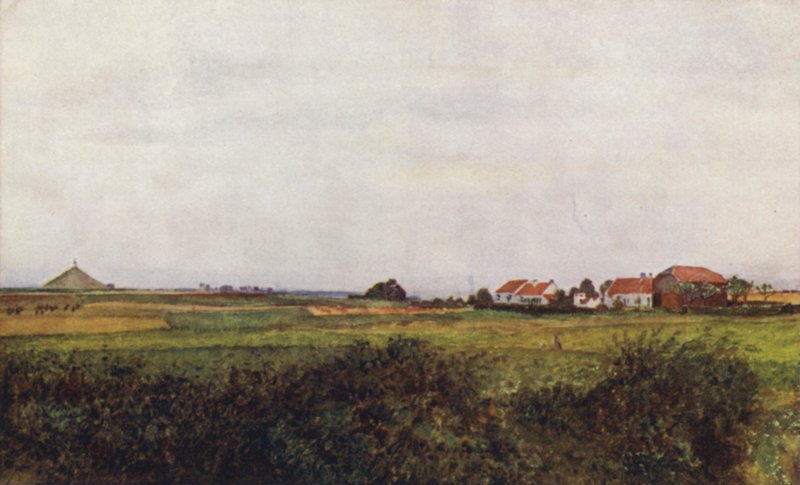 La Ferme de La Belle Alliance et le Mont surmonté par le Lion belge, Waterloo - after Amedee Forestier