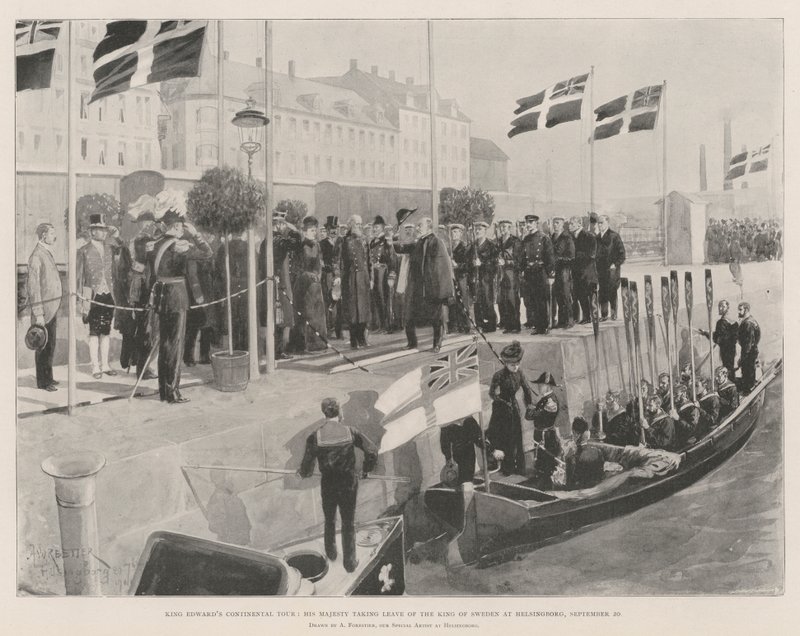 Le tour continental du roi Édouard, Sa Majesté prenant congé du roi de Suède à Helsingborg, 20 septembre - Amedee Forestier
