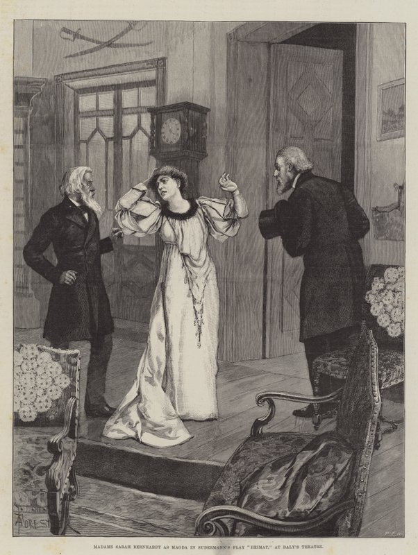 Madame Sarah Bernhardt en Magda dans la pièce Heimat de Sudermann, au théâtre de Daly - Amedee Forestier