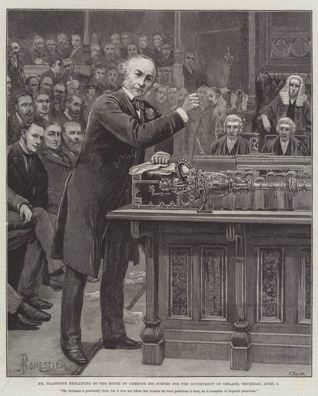 M. Gladstone expliquant à la Chambre des communes son projet pour le gouvernement de l