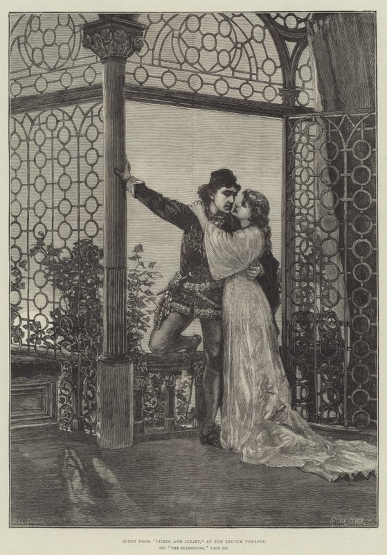 Scène de Roméo et Juliette, au Lyceum Theatre - Amedee Forestier