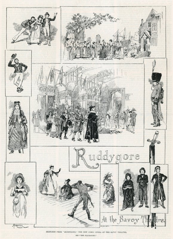 Croquis de Ruddygore, la nouvelle opérette comique au Savoy Theatre - Amedee Forestier