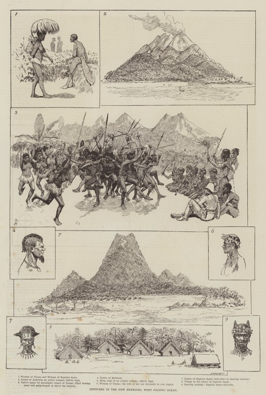 Croquis dans les Nouvelles-Hébrides, Océan Pacifique Ouest - Amedee Forestier