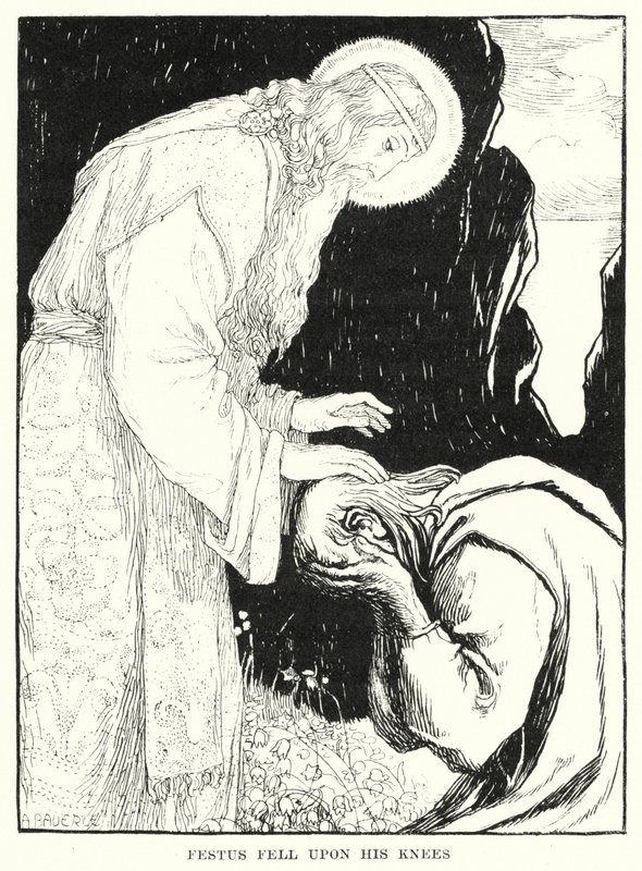 Festus tomba à genoux (gravure) - Amelia M. (attr.to) Bowerley or Bauerle