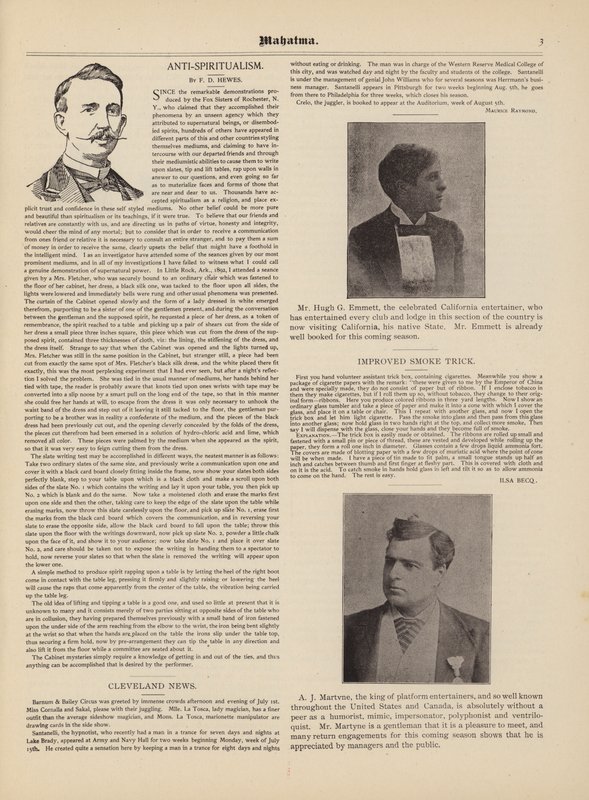 Anti-Spiritualisme, F D Hewes, Hugh G Emmett, A J Martvne - American School