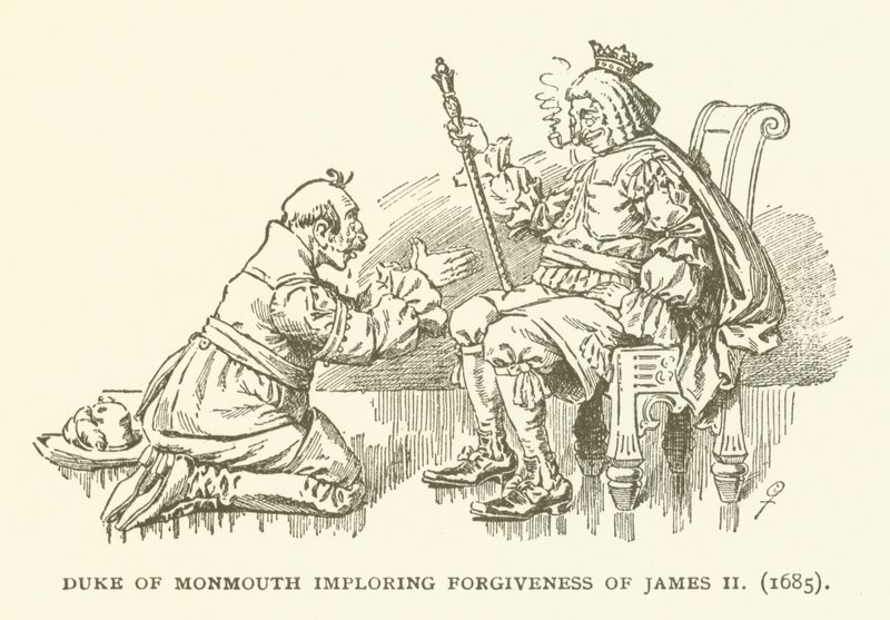 Duc de Monmouth implorant le pardon de Jacques II (1685) - American School