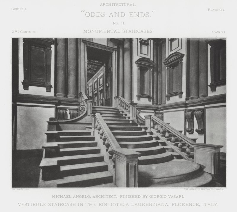 Escalier du vestibule de la Biblioteca Laurenziana, Florence, Italie - American Photographer (after)