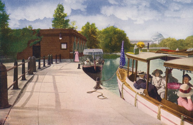 Chicago : Jackson Park Boat House et Excursion Steamers (photo couleur) - American Photographer