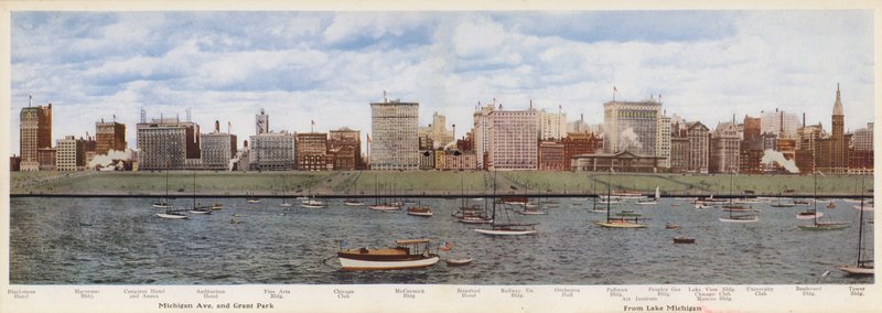 Chicago : Michigan Avenue et Grant Park, depuis le lac Michigan (photo couleur) - American Photographer