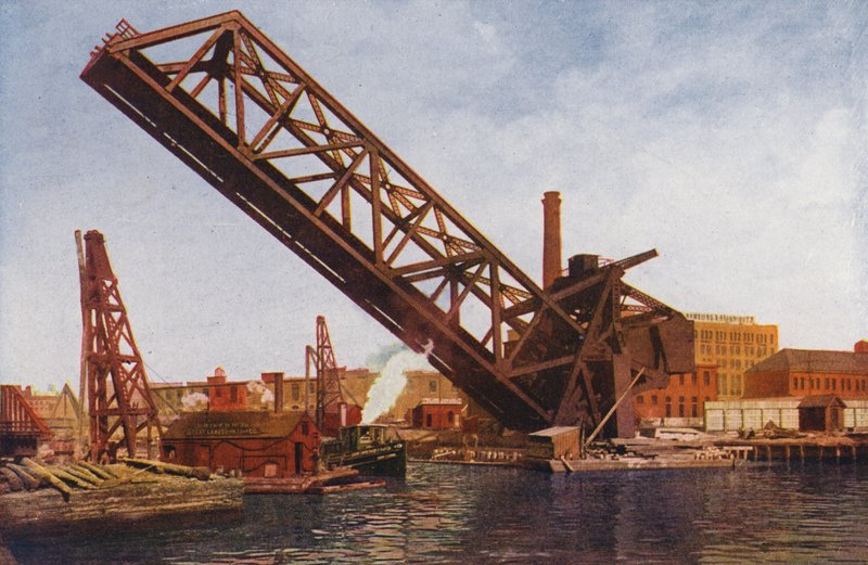 Chicago : Pont basculant à une seule feuille (photo couleur) - American Photographer