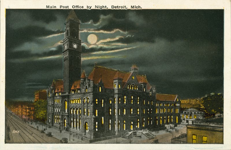 Main Post Office by Night, Detroit, Michigan (photo couleur) - American Photographer