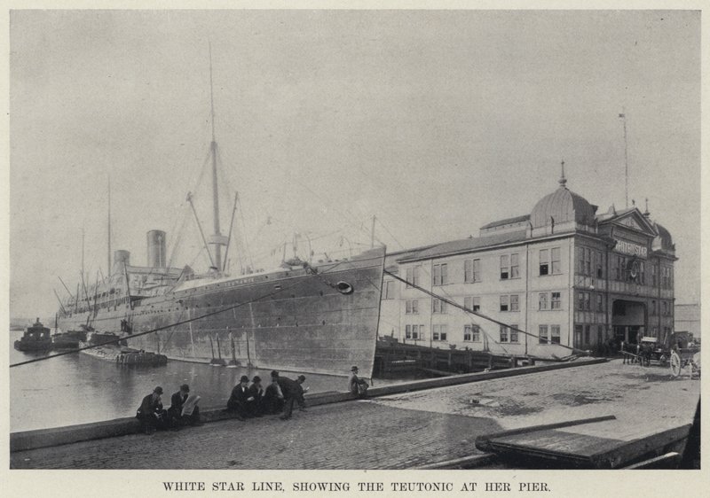 White Star Line, montrant le Teutonic à son quai - American Photographer