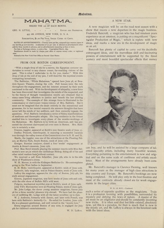Une nouvelle étoile, Frederick Bancroft - American School