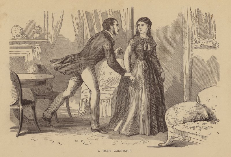 Une Cour imprudente (gravure) - American School