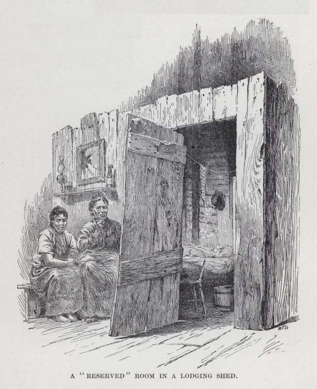 Une chambre "réservée" dans un abri de logement (lithographie) - American School