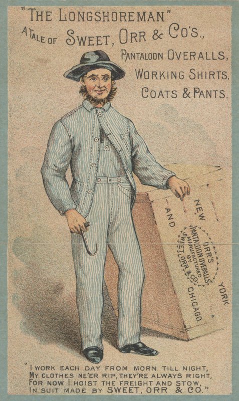 Publicité pour les vêtements de travail de Sweet, Orr  Co (lithographie couleur) - American School