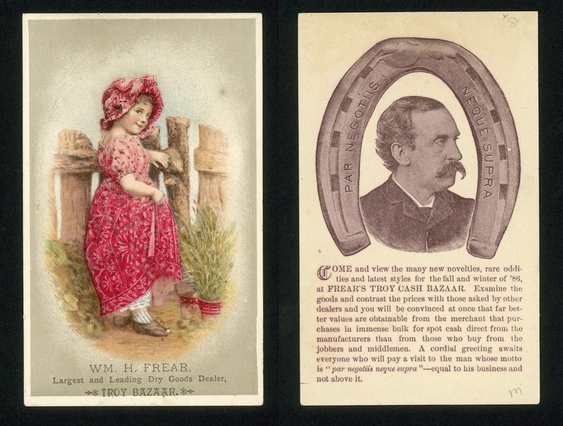 Publicité pour le Troy Cash Bazaar de William H Frear - American School