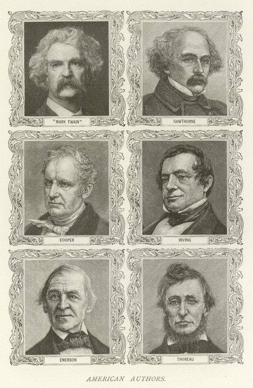 Auteurs américains, Mark Twain, Hawthorne, Cooper, Irving, Emerson, Thoreau - American School
