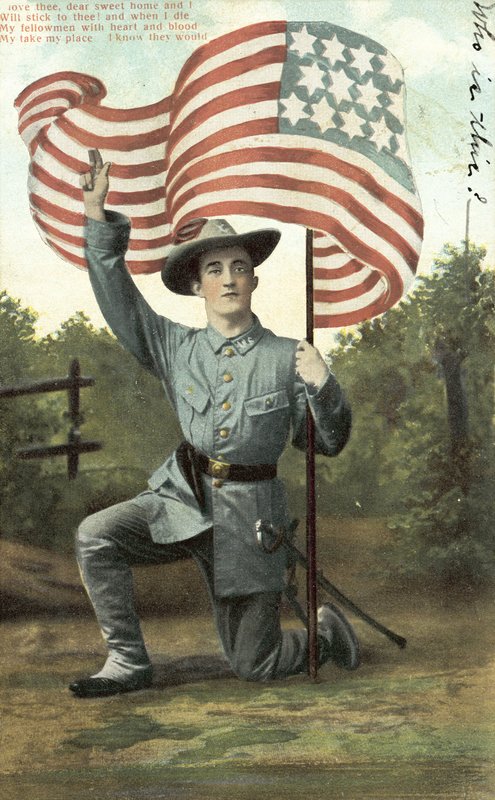 Soldat américain tenant les étoiles et les rayures - American School