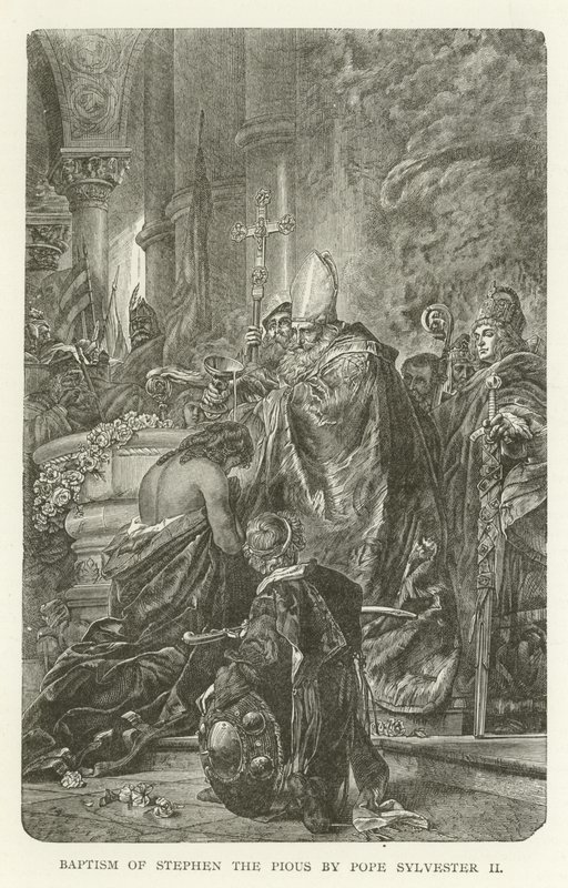 Baptême de Étienne le Pieux par le pape Sylvestre II - American School