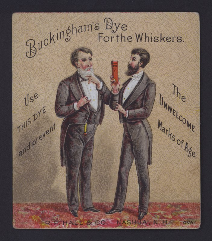 Publicité pour la teinture de moustaches de Buckingham - American School